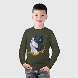 Лонгслив хлопковый детский Дневная и ночная фурия, цвет: меланж-хаки — фото 2