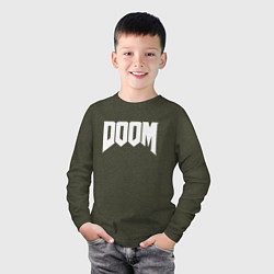 Лонгслив хлопковый детский DOOM, цвет: меланж-хаки — фото 2