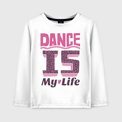 Лонгслив хлопковый детский Dance is my life, цвет: белый