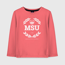 Лонгслив хлопковый детский MSU, цвет: коралловый