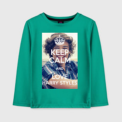 Лонгслив хлопковый детский Keep Calm & Love Harry Styles, цвет: зеленый