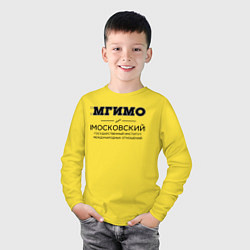 Лонгслив хлопковый детский МГИМО, цвет: желтый — фото 2