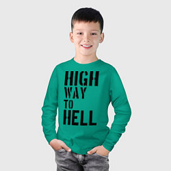 Лонгслив хлопковый детский High way to hell, цвет: зеленый — фото 2