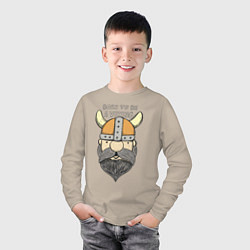 Лонгслив хлопковый детский Born to be a Viking, цвет: миндальный — фото 2