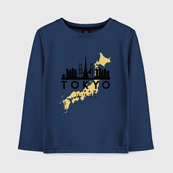 Лонгслив хлопковый детский Токио - Япония, цвет: тёмно-синий