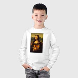 Лонгслив хлопковый детский Мона Лиза и Фастфуд, цвет: белый — фото 2