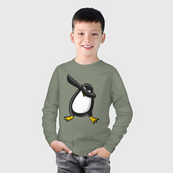 Лонгслив хлопковый детский DAB Pinguin, цвет: авокадо — фото 2