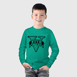 Лонгслив хлопковый детский GTA V: Logo, цвет: зеленый — фото 2