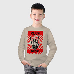 Лонгслив хлопковый детский Rock music: bones, цвет: миндальный — фото 2