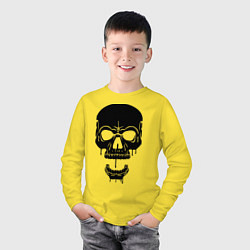 Лонгслив хлопковый детский Злобный череп, цвет: желтый — фото 2