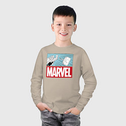 Лонгслив хлопковый детский Thor: Marvel цвета миндальный — фото 2