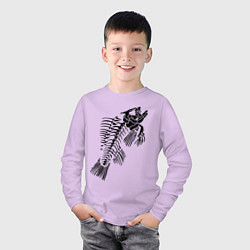 Лонгслив хлопковый детский Рыбий скелет цвета лаванда — фото 2