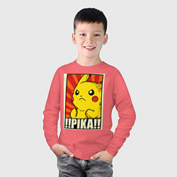 Лонгслив хлопковый детский Pikachu: Pika Pika, цвет: коралловый — фото 2