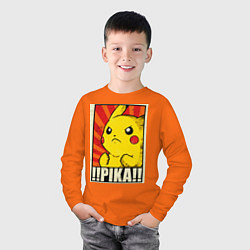 Лонгслив хлопковый детский Pikachu: Pika Pika, цвет: оранжевый — фото 2