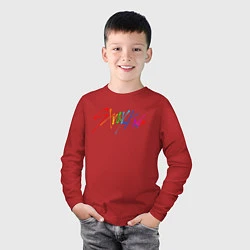 Лонгслив хлопковый детский STRAY KIDS АВТОГРАФЫ, цвет: красный — фото 2