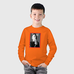 Лонгслив хлопковый детский Илон Маск Журнал TIME, цвет: оранжевый — фото 2