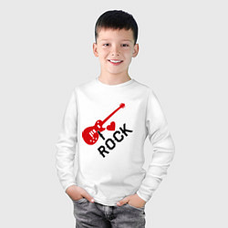 Лонгслив хлопковый детский Я люблю рок, цвет: белый — фото 2