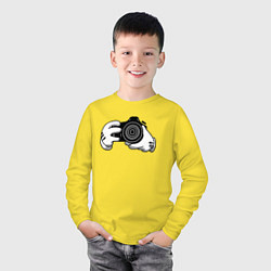 Лонгслив хлопковый детский Фотограф цвета желтый — фото 2