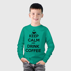 Лонгслив хлопковый детский Keep Calm & Drink Coffee, цвет: зеленый — фото 2