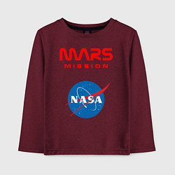 Лонгслив хлопковый детский Nasa Mars mission, цвет: меланж-бордовый