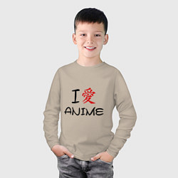 Лонгслив хлопковый детский I love anime, цвет: миндальный — фото 2