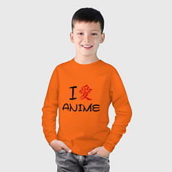 Лонгслив хлопковый детский I love anime, цвет: оранжевый — фото 2