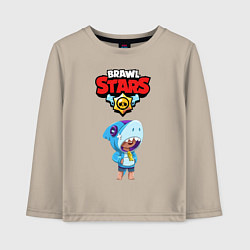 Лонгслив хлопковый детский BRAWL STARS LEON SHARK, цвет: миндальный