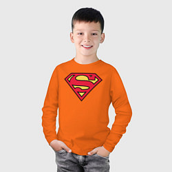 Лонгслив хлопковый детский Superman logo цвета оранжевый — фото 2