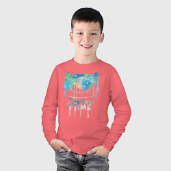 Лонгслив хлопковый детский Color Finn, цвет: коралловый — фото 2