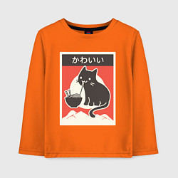 Лонгслив хлопковый детский Котик и рамен, цвет: оранжевый