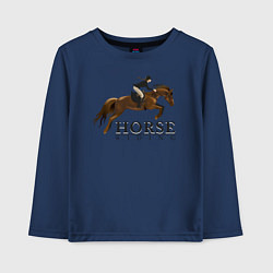 Лонгслив хлопковый детский HORSE RIDING, цвет: тёмно-синий
