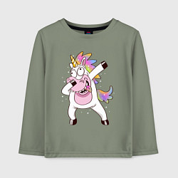 Лонгслив хлопковый детский Dabbing Unicorn, цвет: авокадо