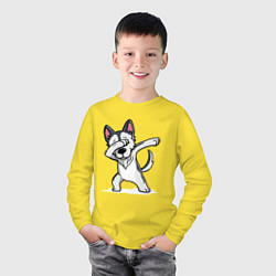 Лонгслив хлопковый детский Dabbing Dog, цвет: желтый — фото 2