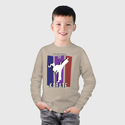 Лонгслив хлопковый детский Id rather do karate, цвет: миндальный — фото 2