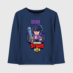 Лонгслив хлопковый детский BRAWL STARS BIBI, цвет: тёмно-синий