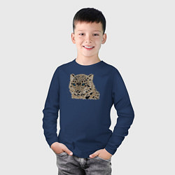 Лонгслив хлопковый детский Metallized Snow Leopard цвета тёмно-синий — фото 2