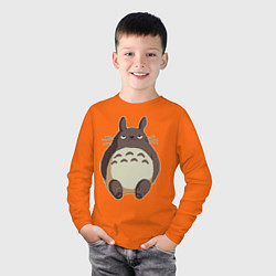 Лонгслив хлопковый детский Грустный Тоторо, цвет: оранжевый — фото 2