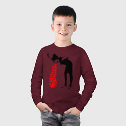 Лонгслив хлопковый детский Banksy, цвет: меланж-бордовый — фото 2