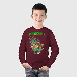 Лонгслив хлопковый детский Minecraft, цвет: меланж-бордовый — фото 2