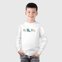 Лонгслив хлопковый детский Смешные мопсы, цвет: белый — фото 2