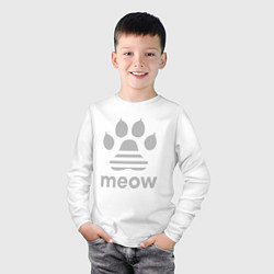 Лонгслив хлопковый детский Meow, цвет: белый — фото 2