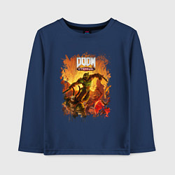 Лонгслив хлопковый детский DOOM, цвет: тёмно-синий