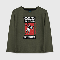 Лонгслив хлопковый детский Old School Rugby, цвет: меланж-хаки