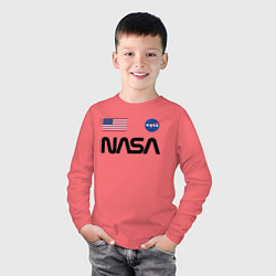 Лонгслив хлопковый детский NASA НАСА, цвет: коралловый — фото 2