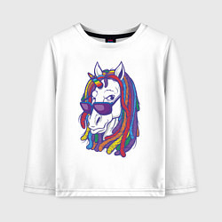 Лонгслив хлопковый детский Rasta Unicorn, цвет: белый