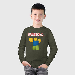 Лонгслив хлопковый детский ROBLOX, цвет: меланж-хаки — фото 2