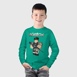 Лонгслив хлопковый детский Roblox Defender, цвет: зеленый — фото 2