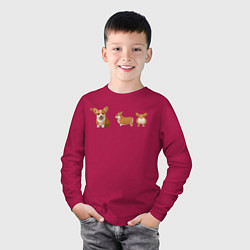 Лонгслив хлопковый детский Корги, цвет: маджента — фото 2