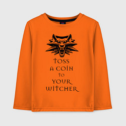 Лонгслив хлопковый детский Toss a coin to your witcher, цвет: оранжевый
