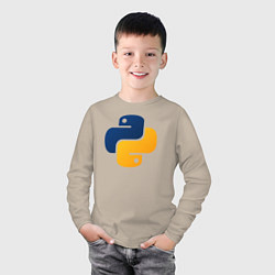 Лонгслив хлопковый детский Python, цвет: миндальный — фото 2